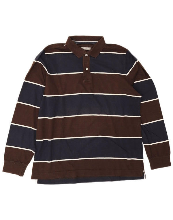 Polo da rugby da uomo a maniche lunghe Massimo Dutti, a righe grandi blu navy