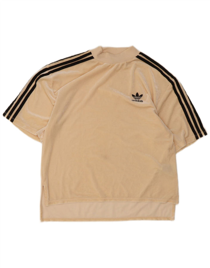 Adidas T-shirt in velluto da donna Top UK 10 Small Beige Poliestere