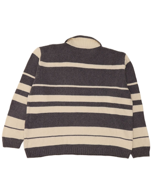 Maglione da uomo Levi's con collo alto, maglione a righe grandi in cotone grigio