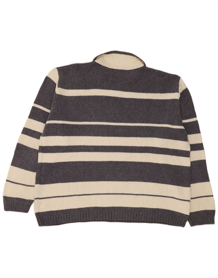 Maglione da uomo Levi's con collo alto, maglione a righe grandi in cotone grigio