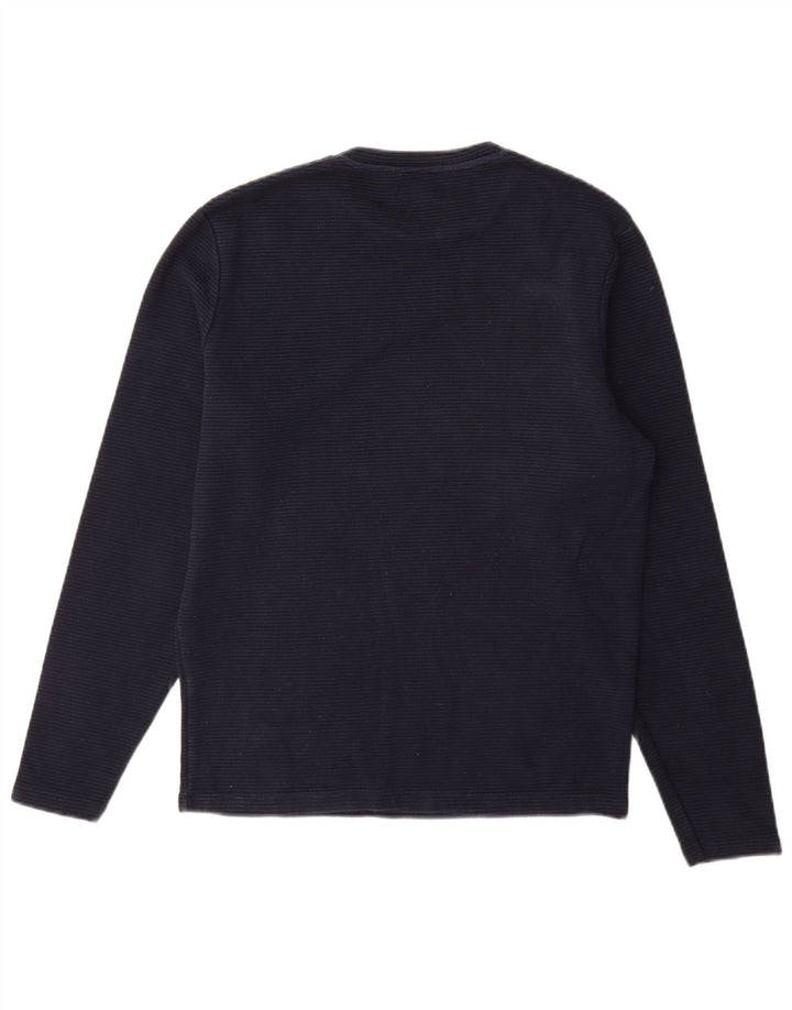 Top Zara da uomo a maniche lunghe in cotone blu navy medio