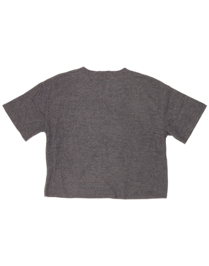 T-shirt oversize da donna Zara UK 10 piccola in poliestere grigio