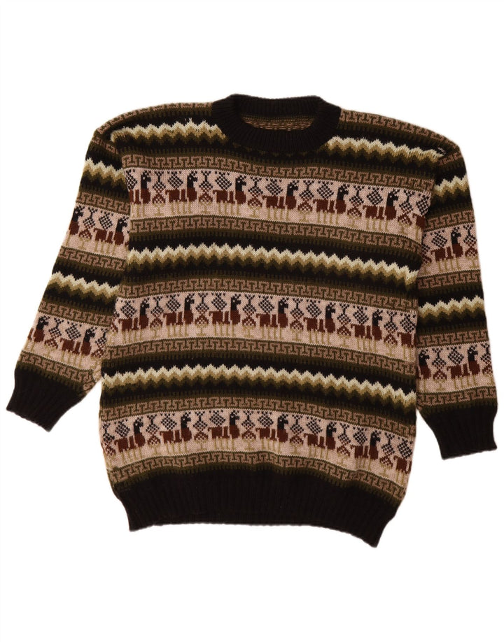 Maglione maglione girocollo da uomo vintage medio multicolore Fair Isle