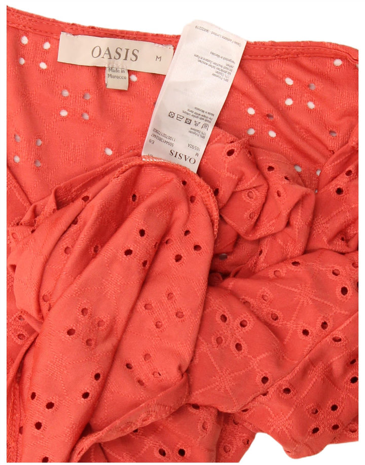 Oasis Camicia da donna a maniche corte con allacciatura sul davanti UK 14 Poliestere rosso medio