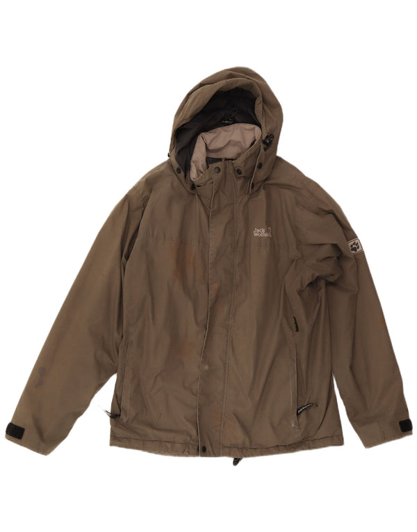 Jack Wolfskin Mens Hooded Windbreaker Jacket UK 36/38 Medium Beige