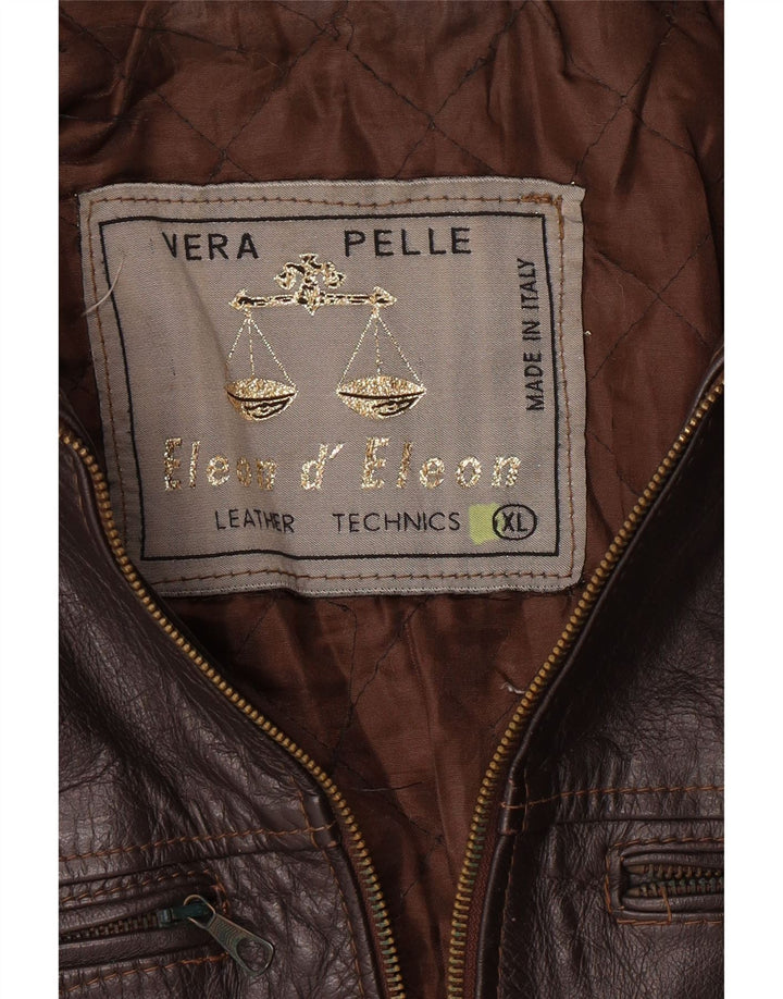 Giacca in pelle da uomo VINTAGE UK 42 XL in pelle marrone