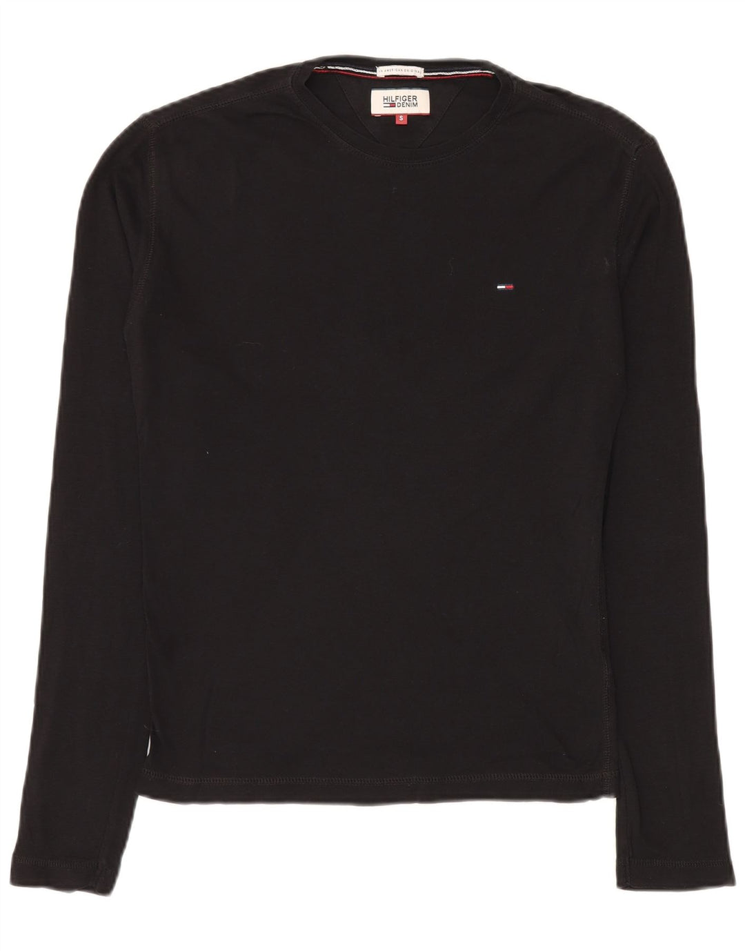 TOMMY HILFIGER Top da uomo manica lunga piccolo cotone nero
