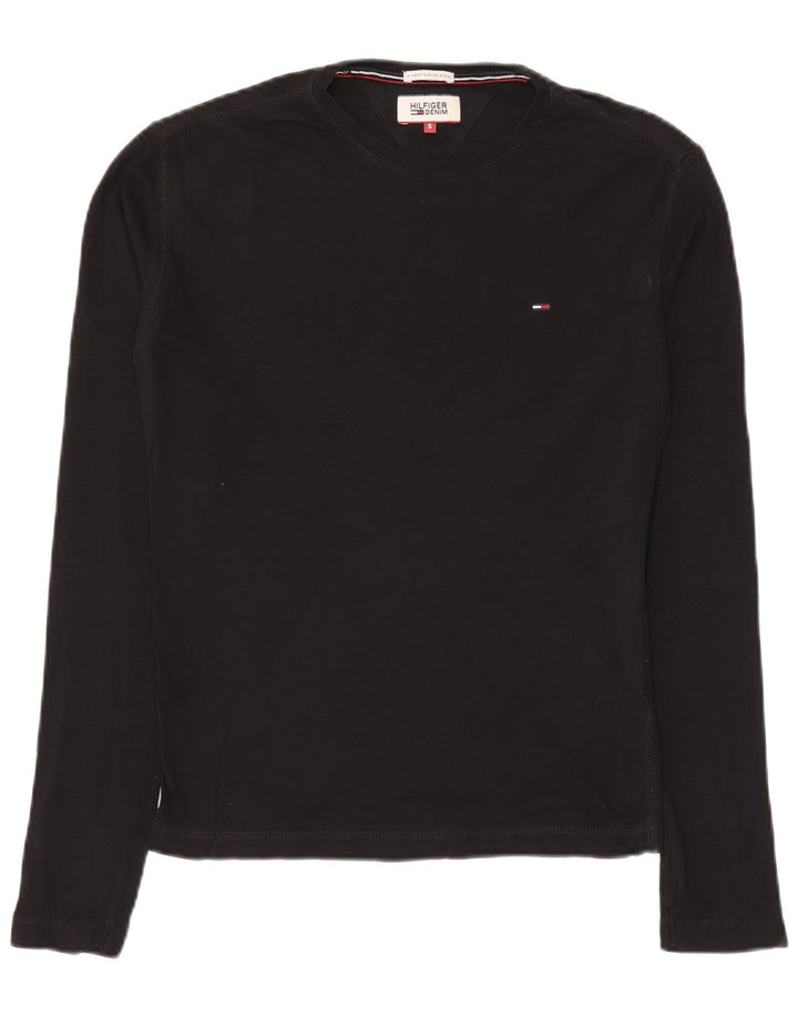 TOMMY HILFIGER Top da uomo manica lunga piccolo cotone nero