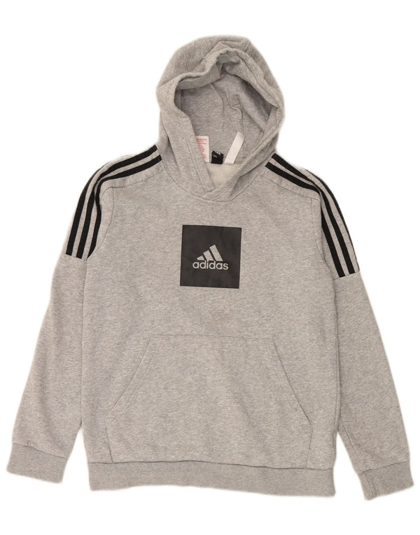 Felpa con cappuccio grafica ADIDAS per ragazzi 13-14 anni in cotone grigio