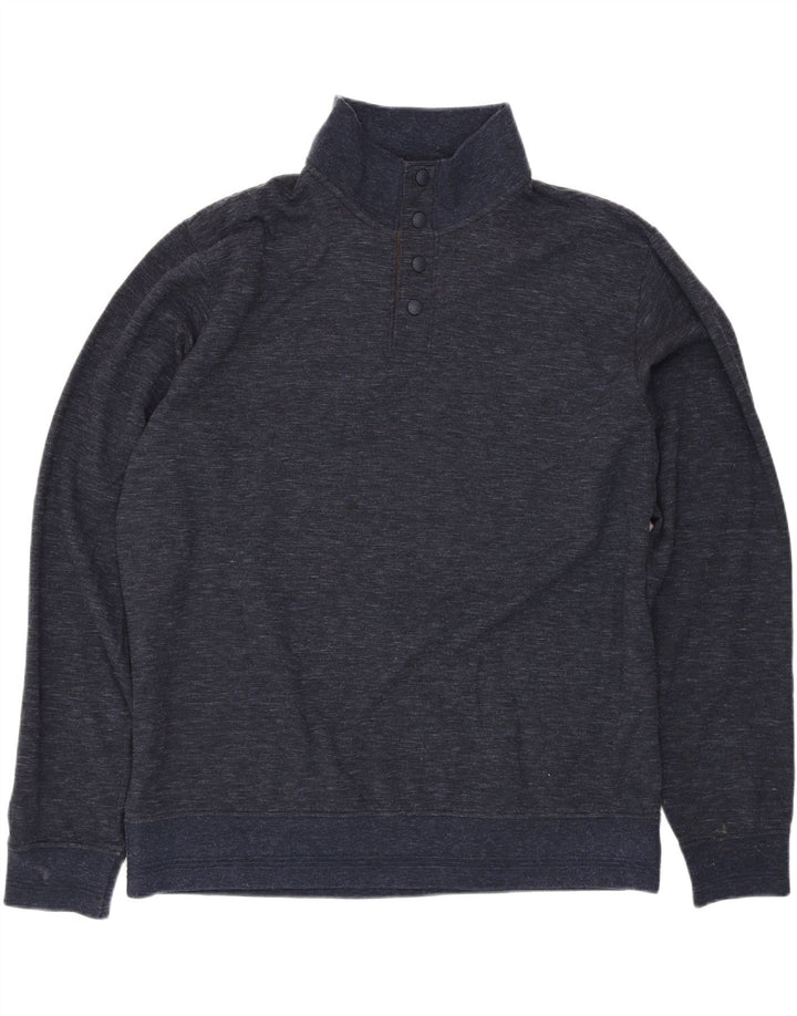 ORVIS Mens Button Neck Sweatshirt Jumper XL Navy Blue Flecked Polyester Vintage Orvis and Second-Hand Orvis from Messina Hembry 