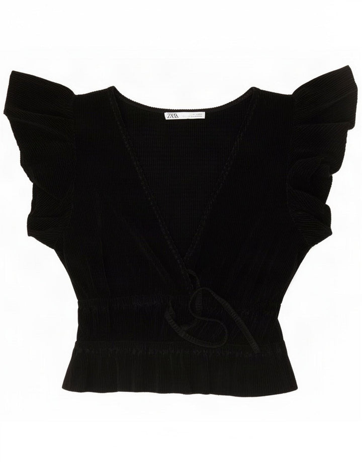 Zara Top corto a pipistrello da donna UK 10 Small Nero