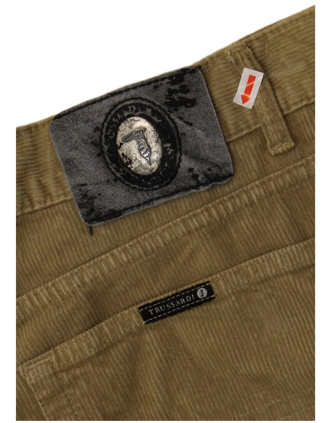 Pantaloni dritti da uomo in velluto a coste TRUSSARDI IT 54 2XL W40 L32 Cotone kaki