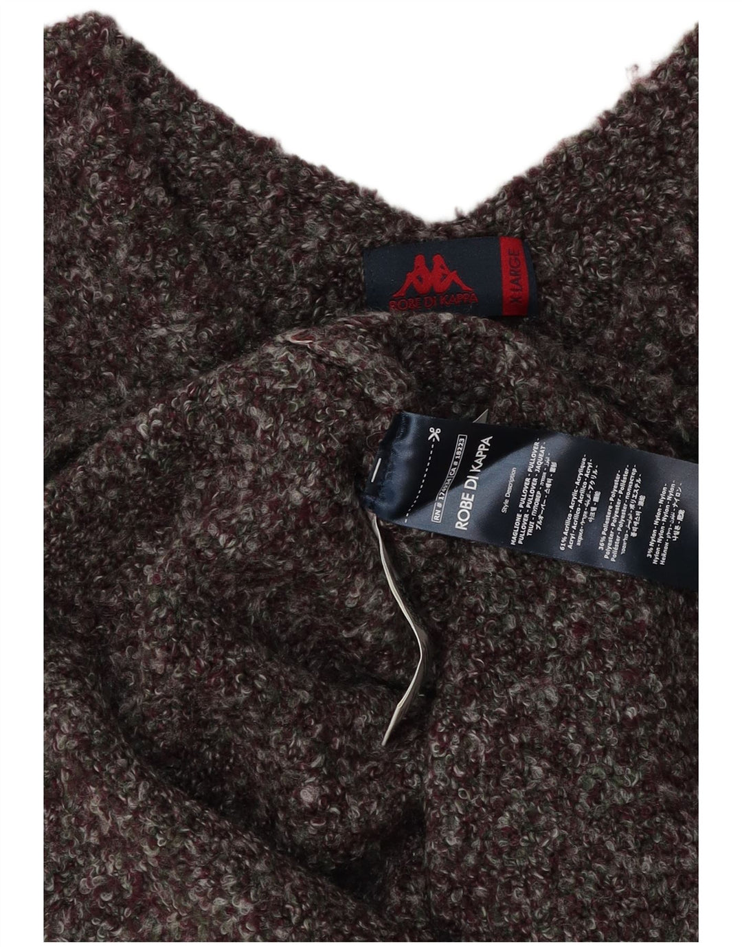 Maglione Kappa da donna con scollo a V UK 18 XL Poliestere screziato bordeaux