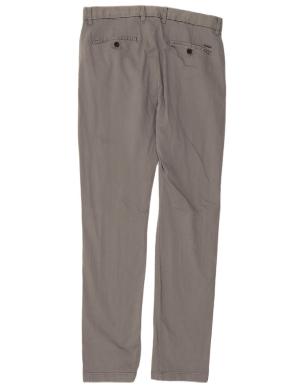 MARKS & SPENCER Pantaloni chino slim autografi da uomo W32 L33 in cotone grigio