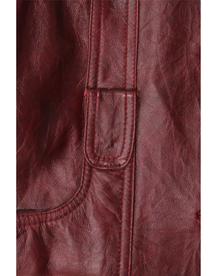 Giacca in pelle vintage da donna UK 26 5XL Borgogna