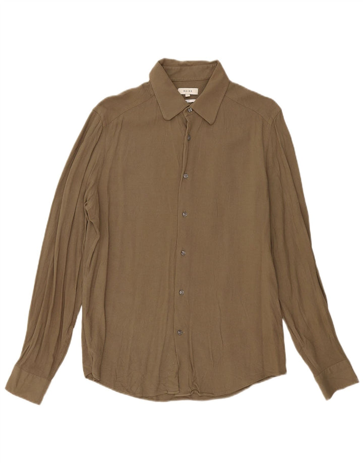 Camicia Reiss da uomo slim fit grande in viscosa kaki