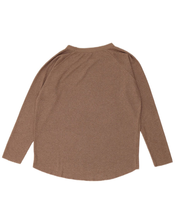 Top Zara da donna oversize a maniche lunghe UK 10 piccolo marrone