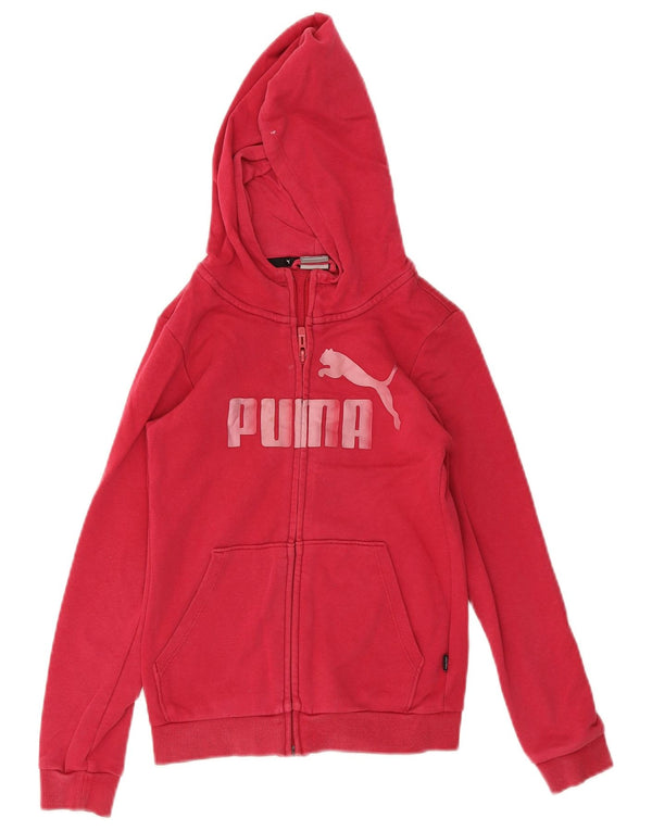 Felpa con cappuccio e zip grafica per ragazze Puma 9-10 anni Rosa