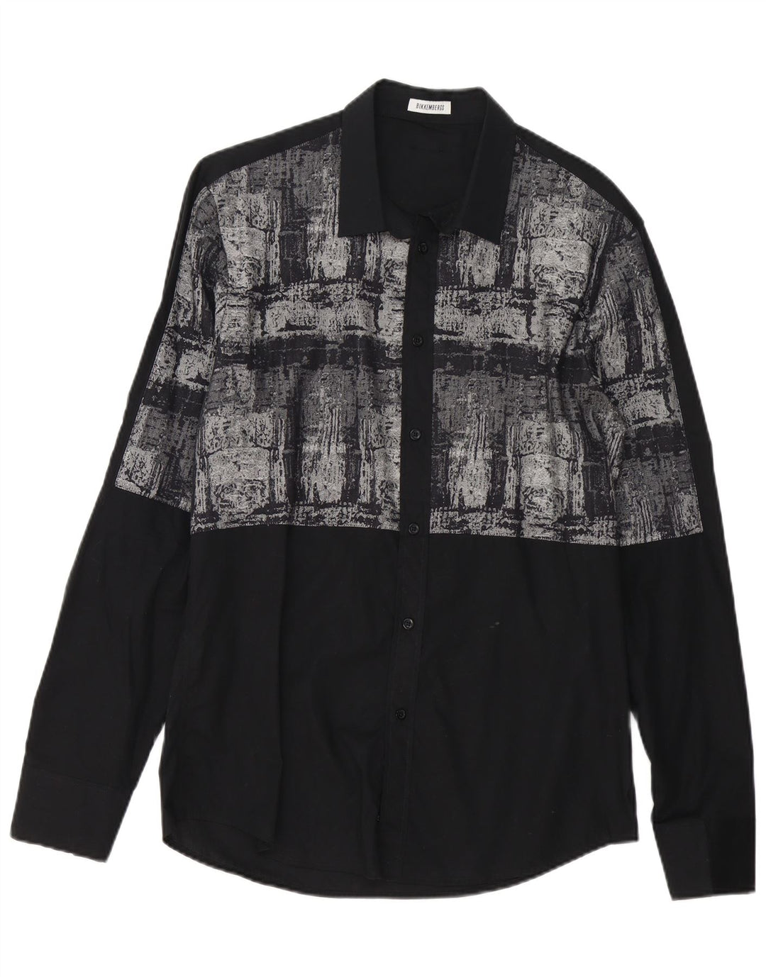 Camicia da uomo con motivo astratto Bikkembergs grande in cotone nero
