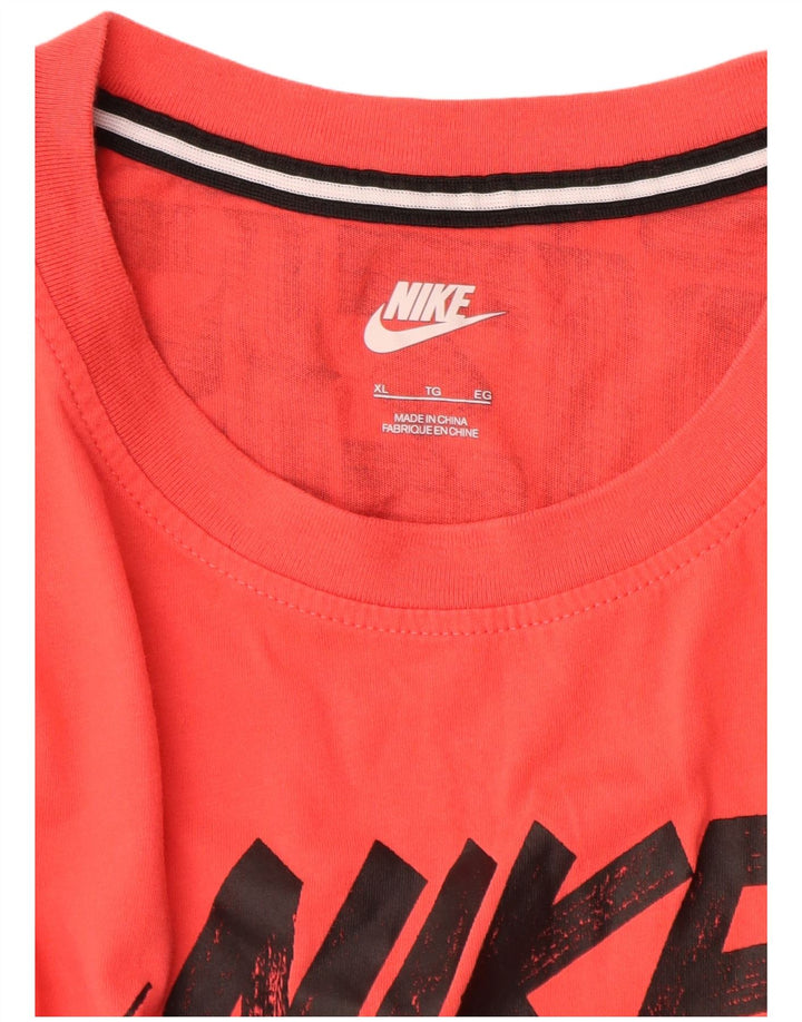 T-shirt grafica da uomo NIKE Top XL in cotone rosso