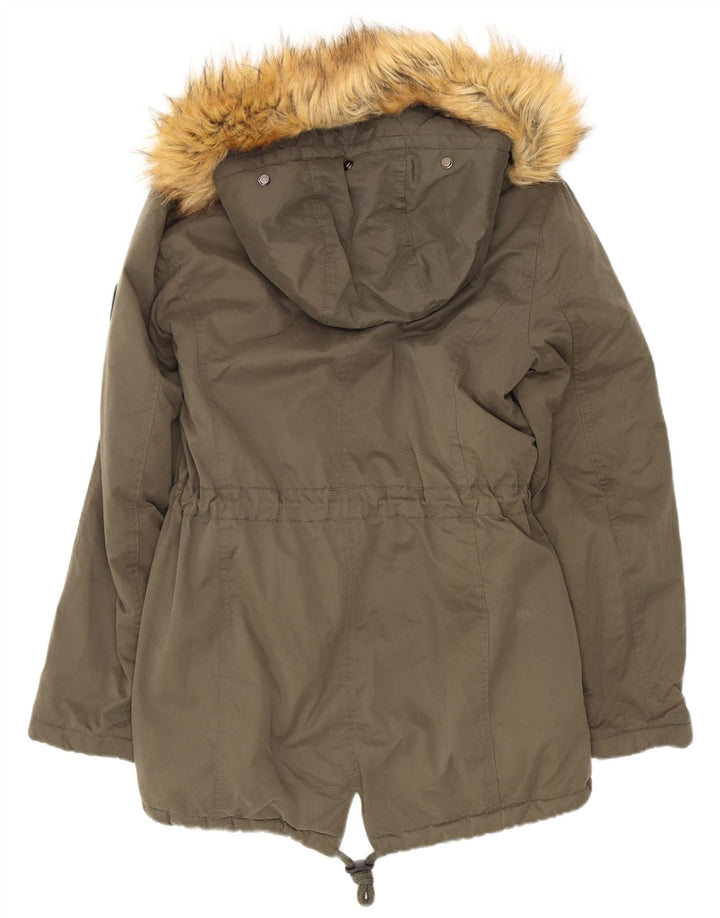 Giacca Parka Sherpa da donna con cappuccio Mistral UK 10 Small Khaki
