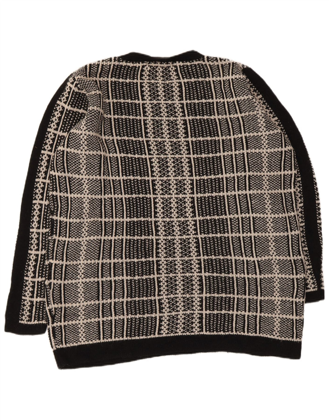 MARKS & SPENCER Maglione maglione girocollo da donna UK 16 Grandi quadri neri