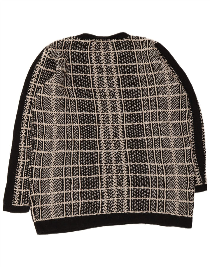 MARKS & SPENCER Maglione maglione girocollo da donna UK 16 Grandi quadri neri