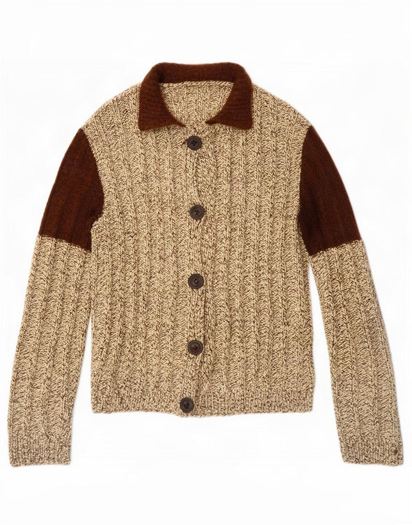 Vintage Womens Cardigan Sweater UK 12 Medium Brown Flecked