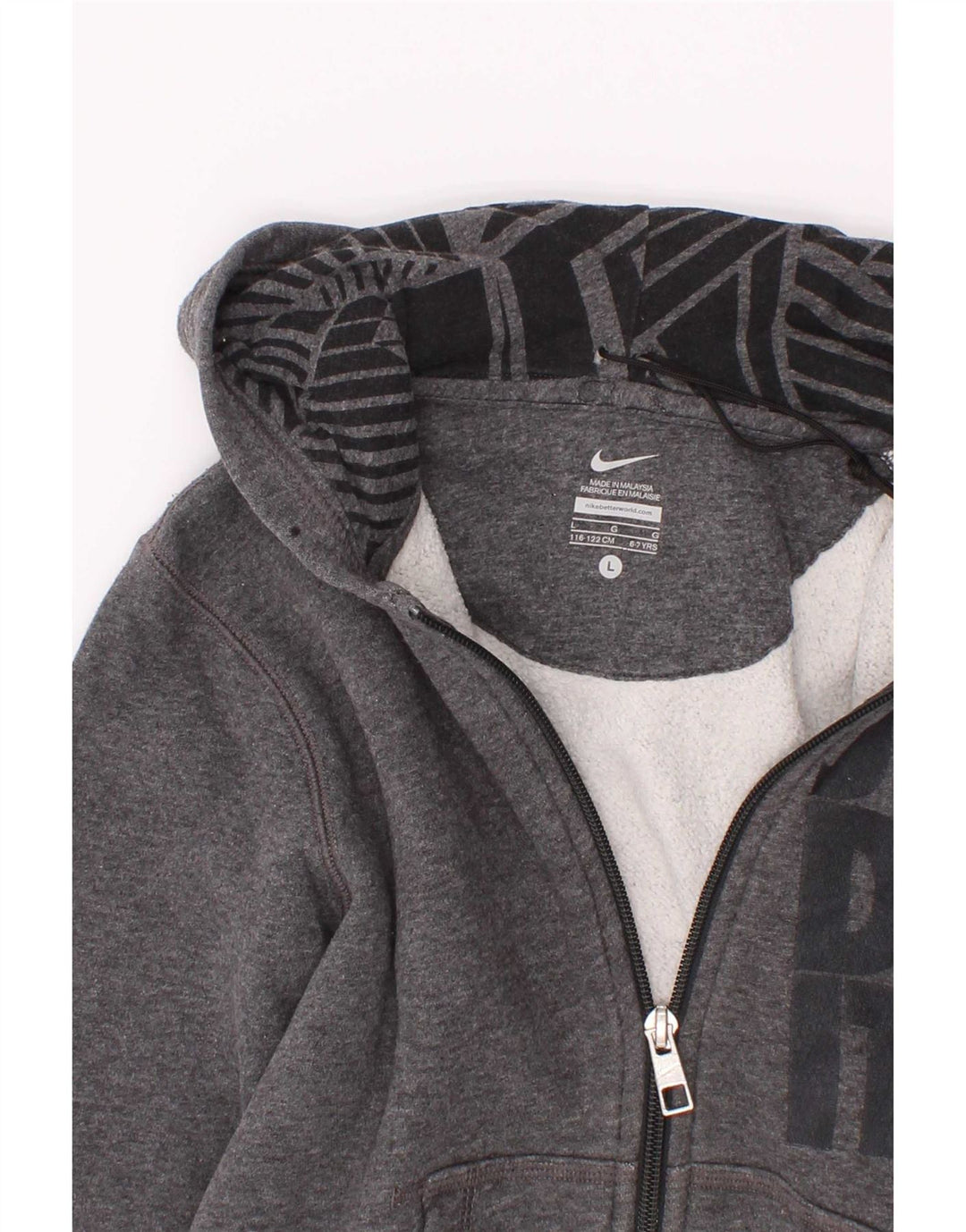 Felpa con cappuccio e zip grafica Nike da bambino 6-7 anni Grigia