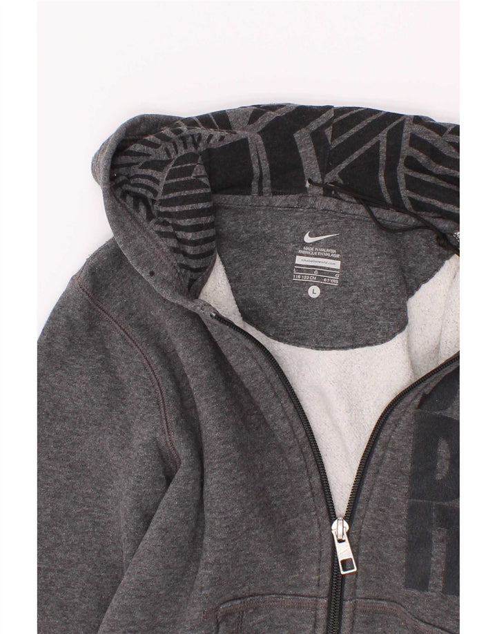 Felpa con cappuccio e zip grafica Nike da bambino 6-7 anni Grigia