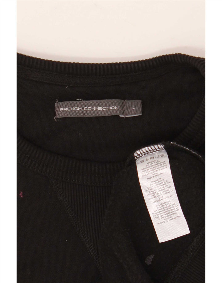 Felpa da uomo French Connection Maglione grande cotone nero