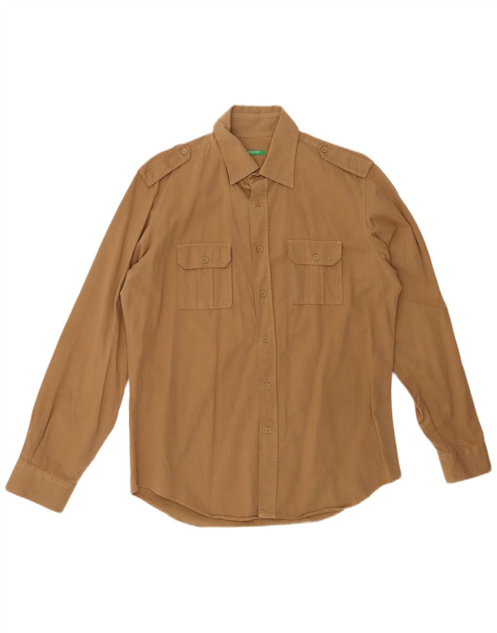 Camicia militare in flanella da uomo BENETTON Beige medio