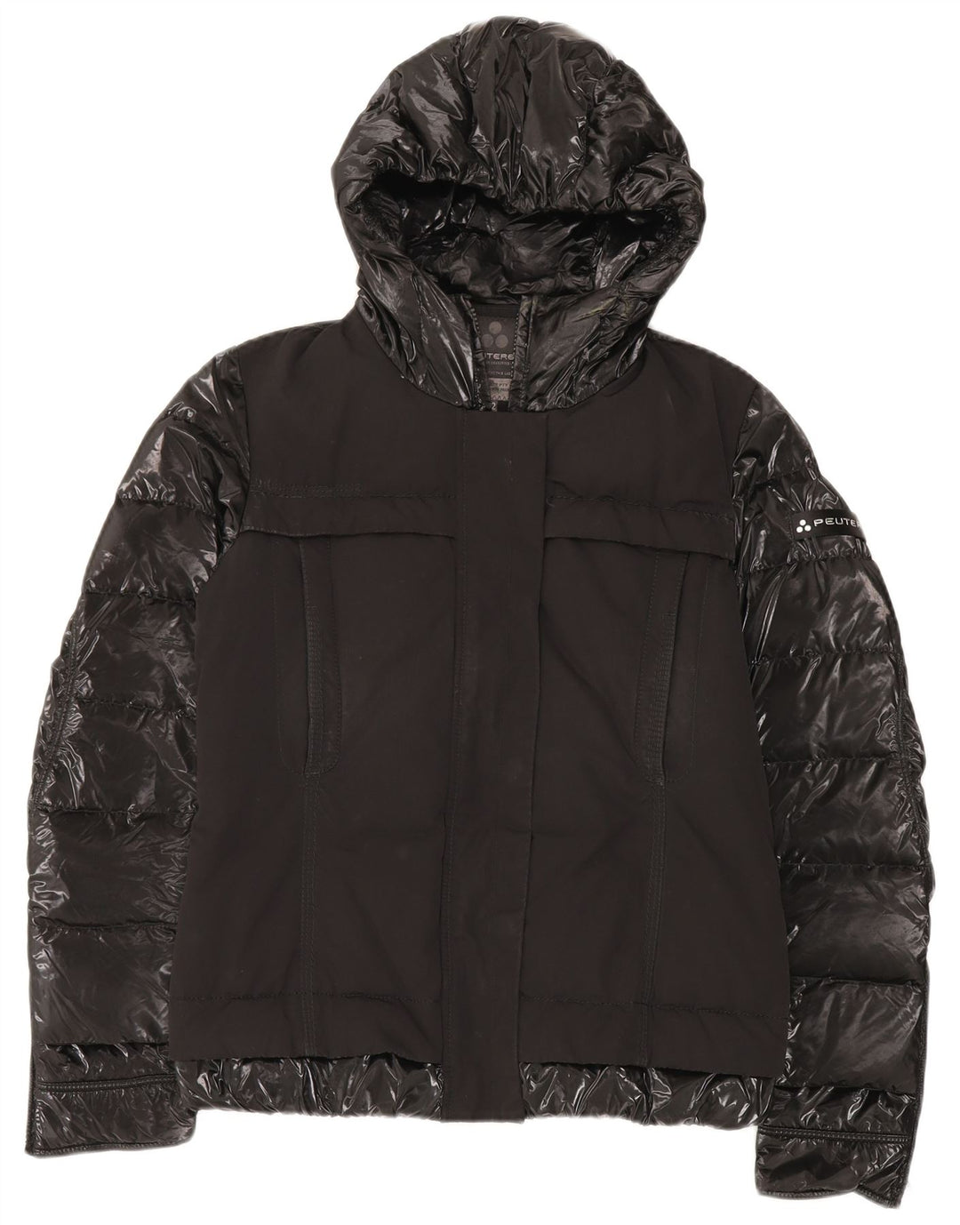 PEUTEREY Giubbotto Imbottito con Cappuccio Donna IT 42 Medium Nero Poliammide