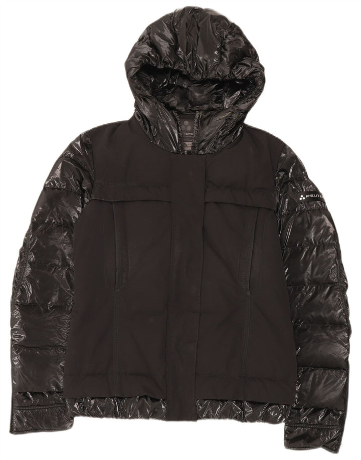 PEUTEREY Giubbotto Imbottito con Cappuccio Donna IT 42 Medium Nero Poliammide