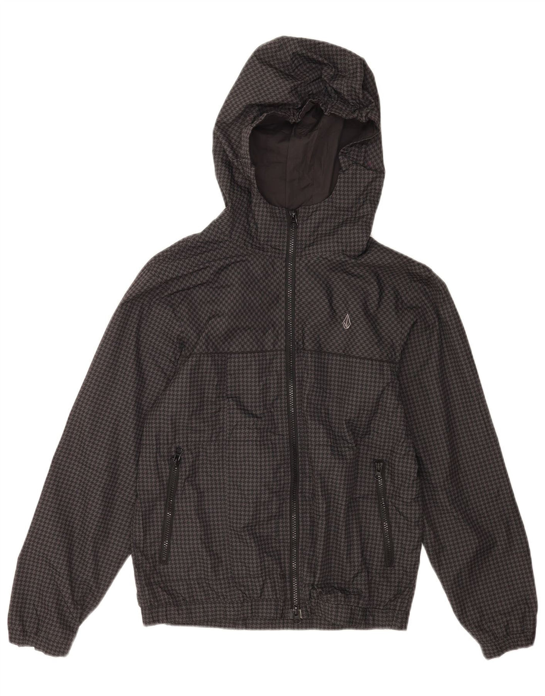 Giacca antipioggia con cappuccio per ragazze Volcom 13-14 anni XL Poliestere grigio pied de poule