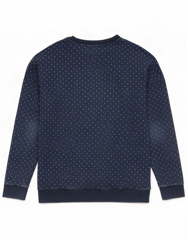 Felpa grafica Adidas per ragazze 14-15 anni in cotone maculato blu navy