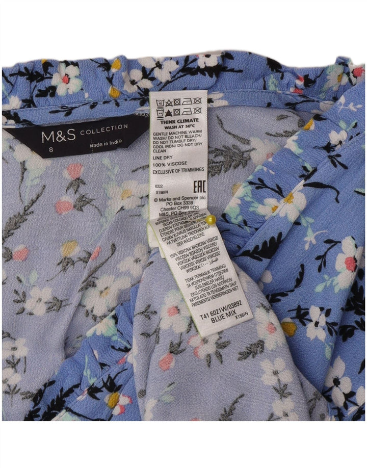 Camicetta camicia oversize da donna Marks & Spencer UK 8 piccolo floreale blu