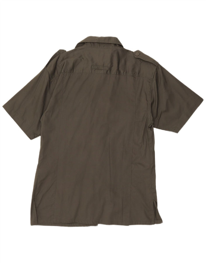 ESSE EMME Camicia militare a maniche corte da uomo in cotone kaki medio