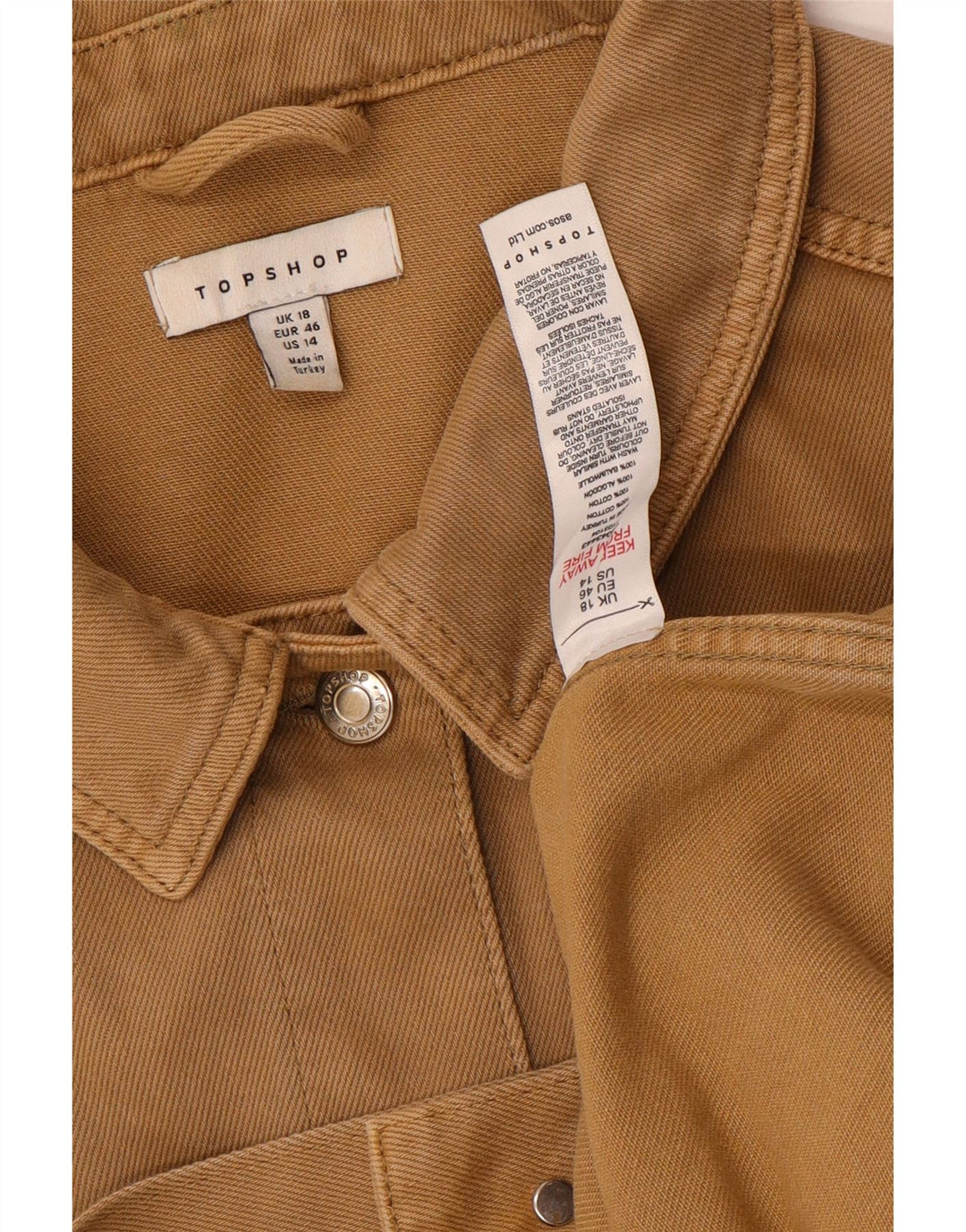 Giacca di jeans oversize da donna Zara UK 18 XL cotone marrone