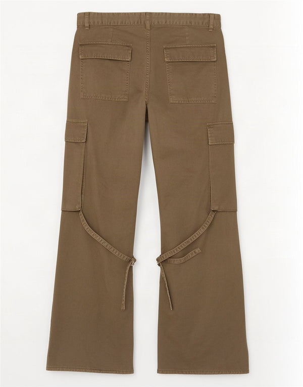 Pantaloni cargo svasati da donna Zara EU 38 Small W28 L32 cotone kaki