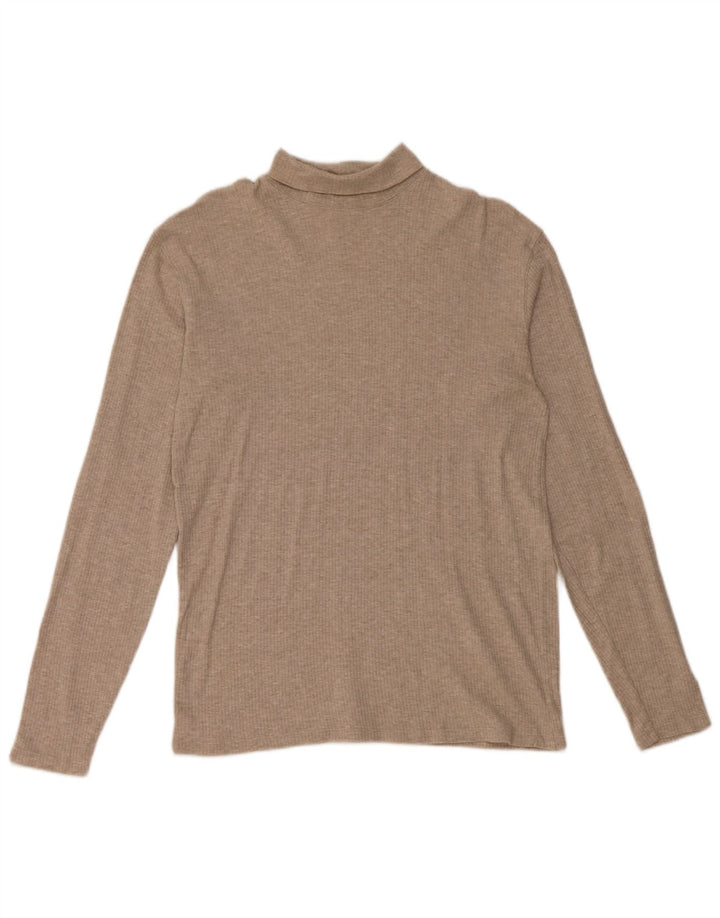 J. CREW Maglione maglione a collo alto da donna UK 14 Cotone beige medio