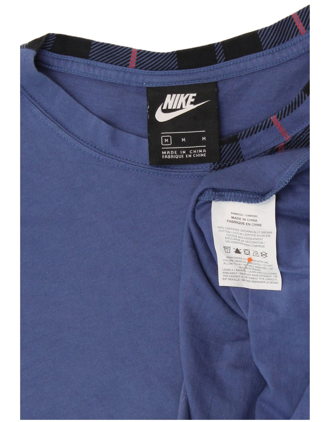 NIKE Top grafico oversize da donna a maniche lunghe UK 14 blu medio a quadri