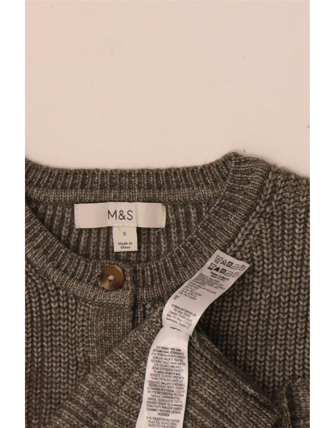 Maglione cardigan senza maniche da donna Marks & Spencer UK 10 piccolo grigio