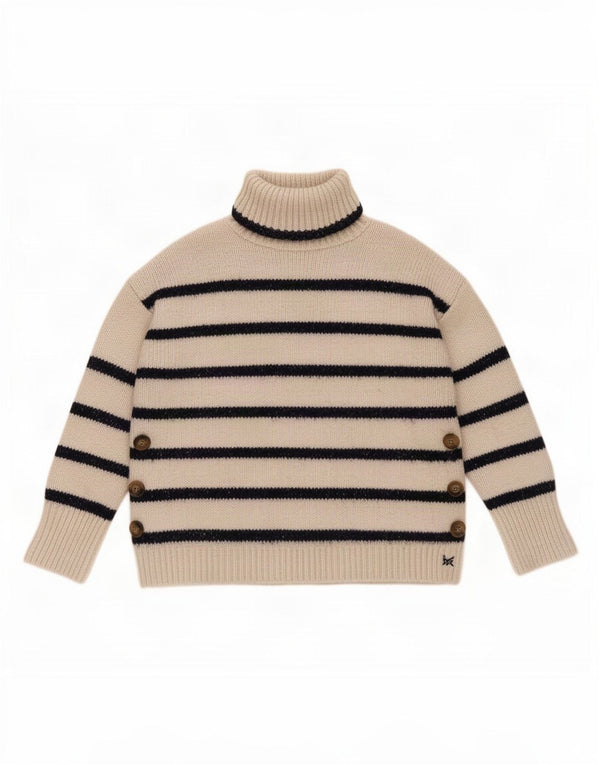 Crew Clothing Maglione da donna con collo alto e maglione UK 12 a righe bianche medie