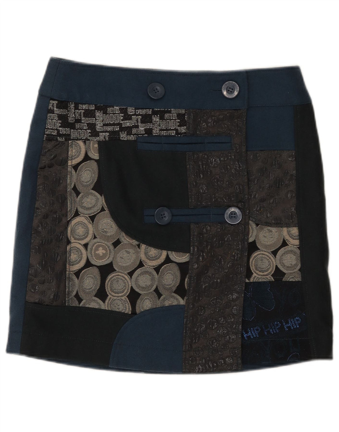 Gonna a trapezio da donna Desigual EU 38 media W32 blu navy geometrica