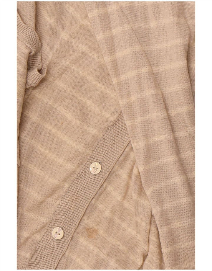 WHITE STUFF Maglione cardigan da donna UK 14 Lino a righe beige grande