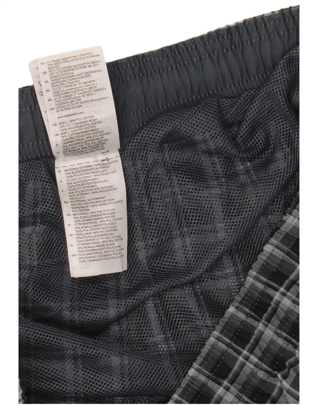Pantaloncini da bagno da uomo Adidas XL blu navy a quadri in poliestere