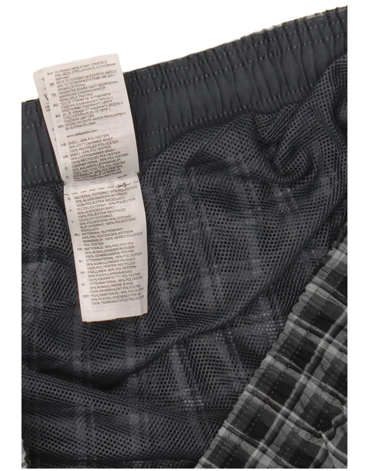 Pantaloncini da bagno da uomo Adidas XL blu navy a quadri in poliestere