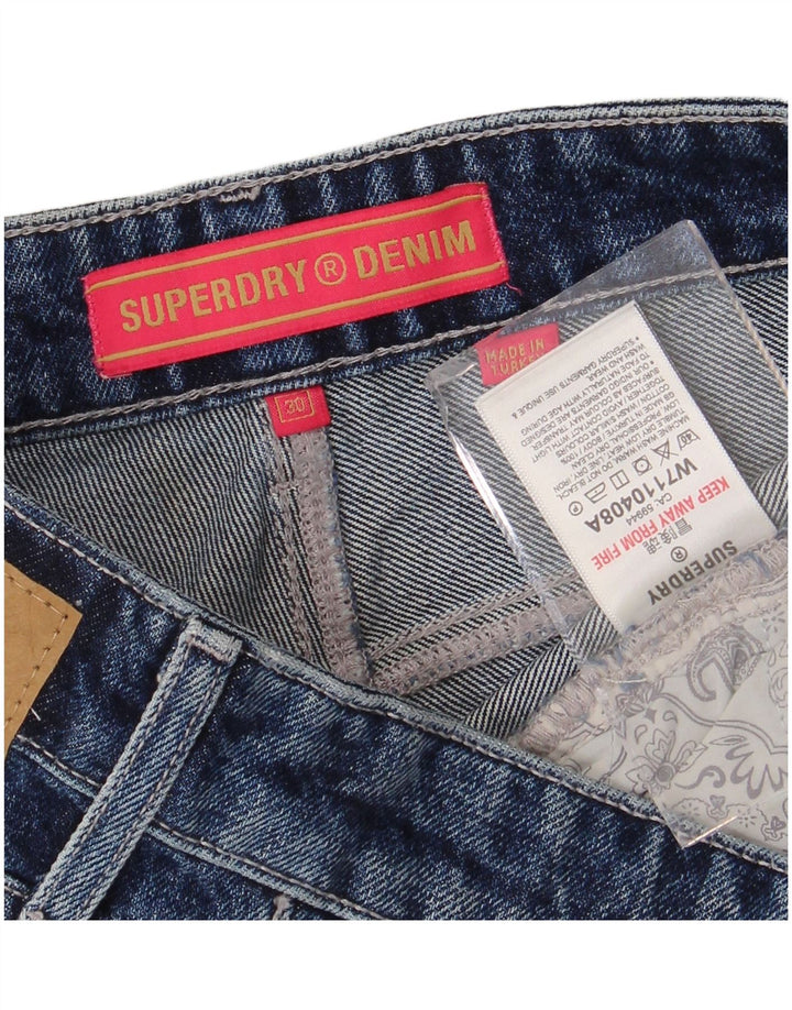 Pantaloncini di jeans a vita bassa da donna Superdry W30 cotone blu medio