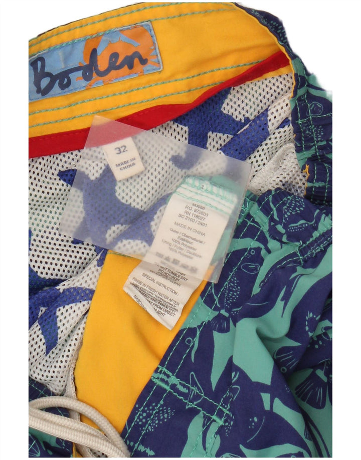Pantaloncini da bagno Boden da uomo con motivo astratto, poliestere blu medio